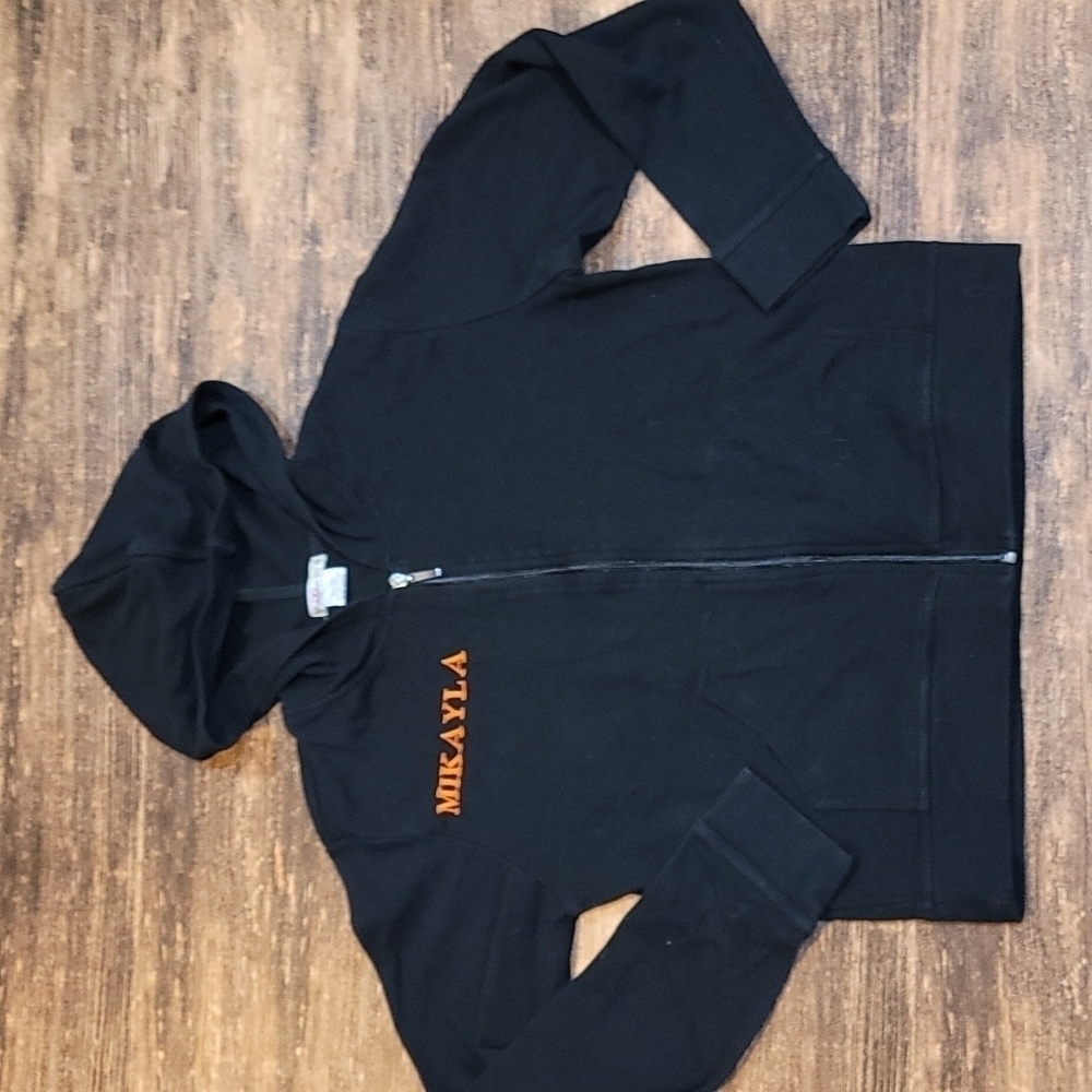Custom-made MIKAYLA crystal basketball youth XL black hooded jacket Like New - Picture 3 of 6